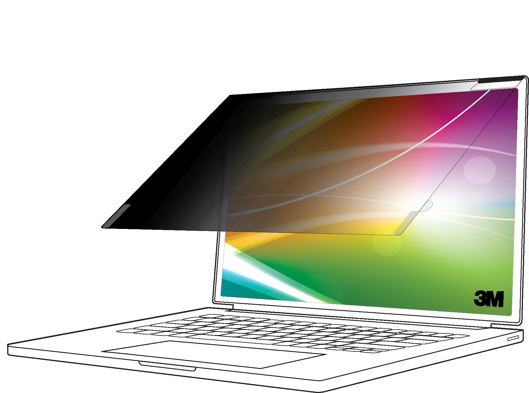 3M Bright Screen Privacy Filter - Notebook Privacy Filter - Bright Screen - Removable - Flip/Adhesive - 14.4`` - For Micr