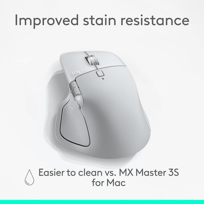 Logitech MX Master 4 for Mac, Ergonomic Bluetooth Mouse with Advanced Performance Haptic Feedback, Ultra-Fast Scrolling, USB-C Charging, MacOS, iPadOS, Windows - White silver