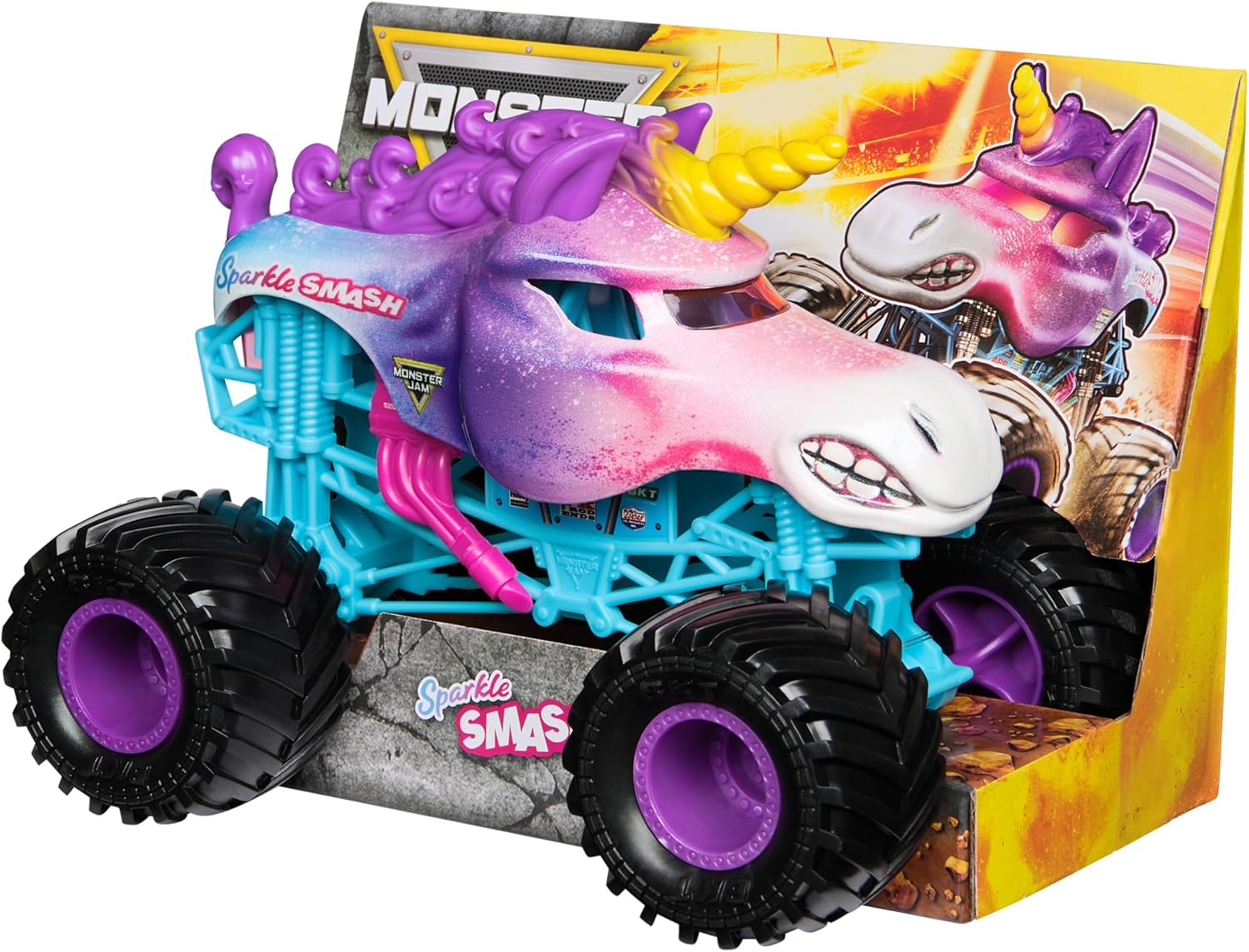 Monster Jam, Officiële Sparkle Smash Monster Truck Die-Cast 1:24 schaal speelgoed voor jongens en meisjes vanaf 3 jaar