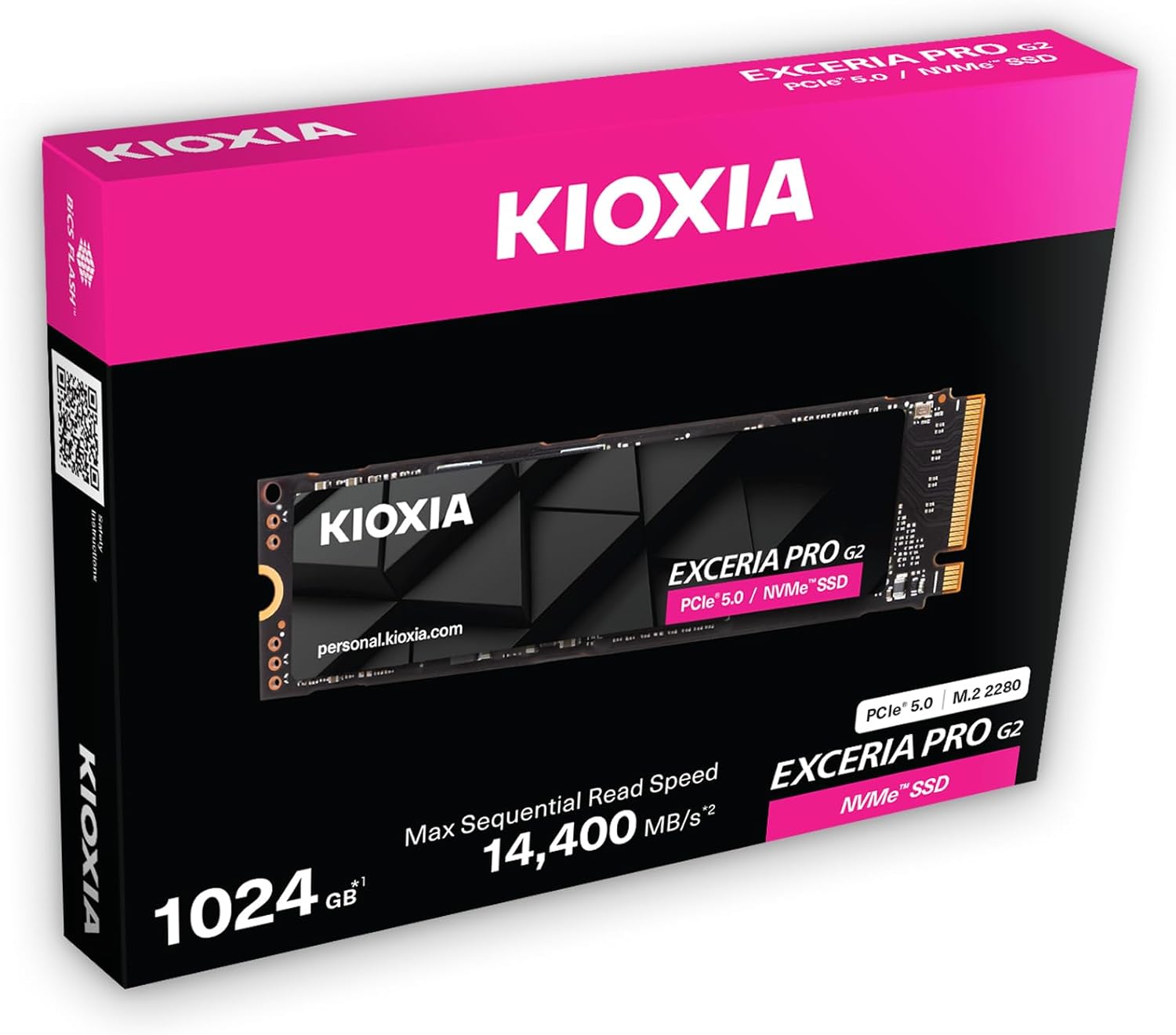 KIOXIA EXCERIA PRO G2 – 2TB M.2 2280 NVMe SSD – PCIe 5.0, up to 14,900/13,400 MB/s Read/Write – High-Speed Internal Drive for Notebook & Desktop PC, Professional Gaming, Content Creation