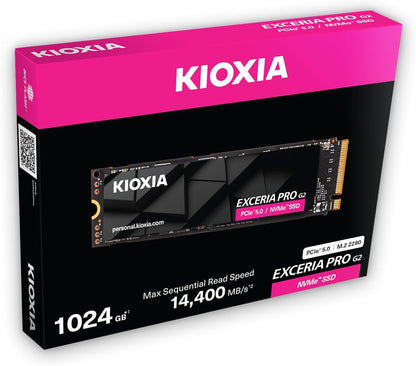 KIOXIA EXCERIA PRO G2 – 2TB M.2 2280 NVMe SSD – PCIe 5.0, up to 14,900/13,400 MB/s Read/Write – High-Speed Internal Drive for Notebook & Desktop PC, Professional Gaming, Content Creation