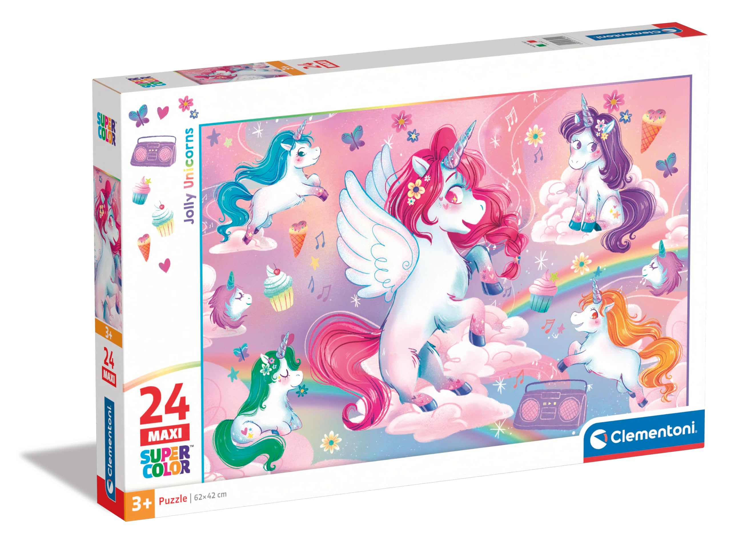 Clementoni Jolly Unicorn Kinder Puzzle 24 Maxi Teile - Puzzle 62 x 42 cm für Kinder ab 3 Jahre - Geschicklichkeitsspiel von Clementoni 28525
