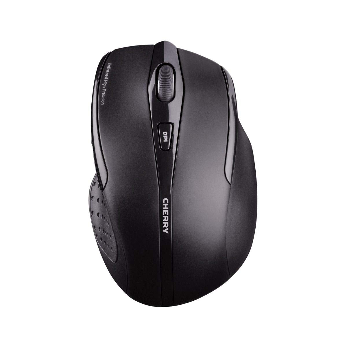 CHERRY MW 3000 Kabellose Ergonomische Rechtshändermaus, Nano-USB-Empfänger, 6-Tasten & Optischer Sensor, 2,4 GHz Funk-Verbindung, Gummierte Seiten, Schwarz