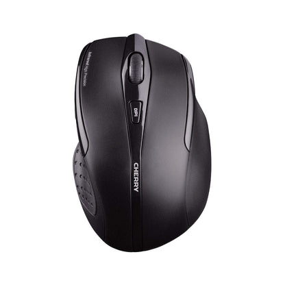CHERRY MW 3000 Kabellose Ergonomische Rechtshändermaus, Nano-USB-Empfänger, 6-Tasten & Optischer Sensor, 2,4 GHz Funk-Verbindung, Gummierte Seiten, Schwarz