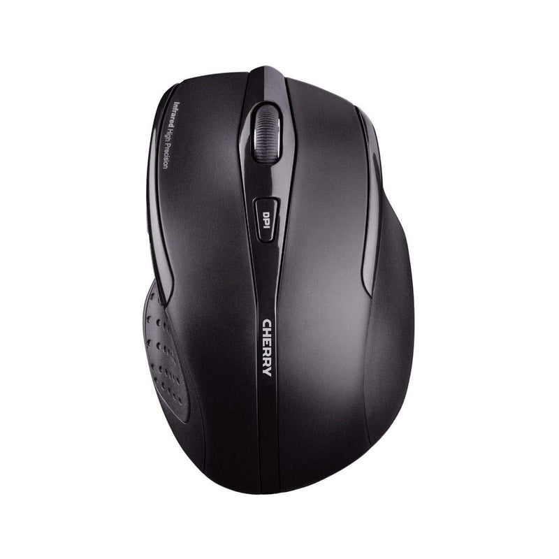 CHERRY MW 3000 Kabellose Ergonomische Rechtshändermaus, Nano-USB-Empfänger, 6-Tasten & Optischer Sensor, 2,4 GHz Funk-Verbindung, Gummierte Seiten, Schwarz