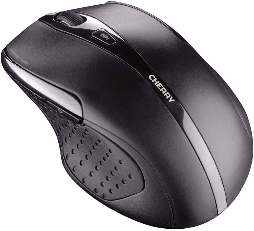 CHERRY MW 3000 Kabellose Ergonomische Rechtshändermaus, Nano-USB-Empfänger, 6-Tasten & Optischer Sensor, 2,4 GHz Funk-Verbindung, Gummierte Seiten, Schwarz