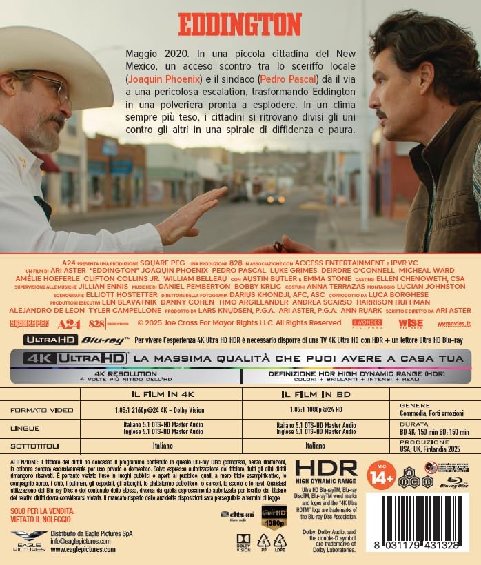 Eddington - 4K (Bd 4K + Bd Hd), Blu-Ray 4K Uhd Eddington (4K Ultra Hd + Blu-Ray Hd)