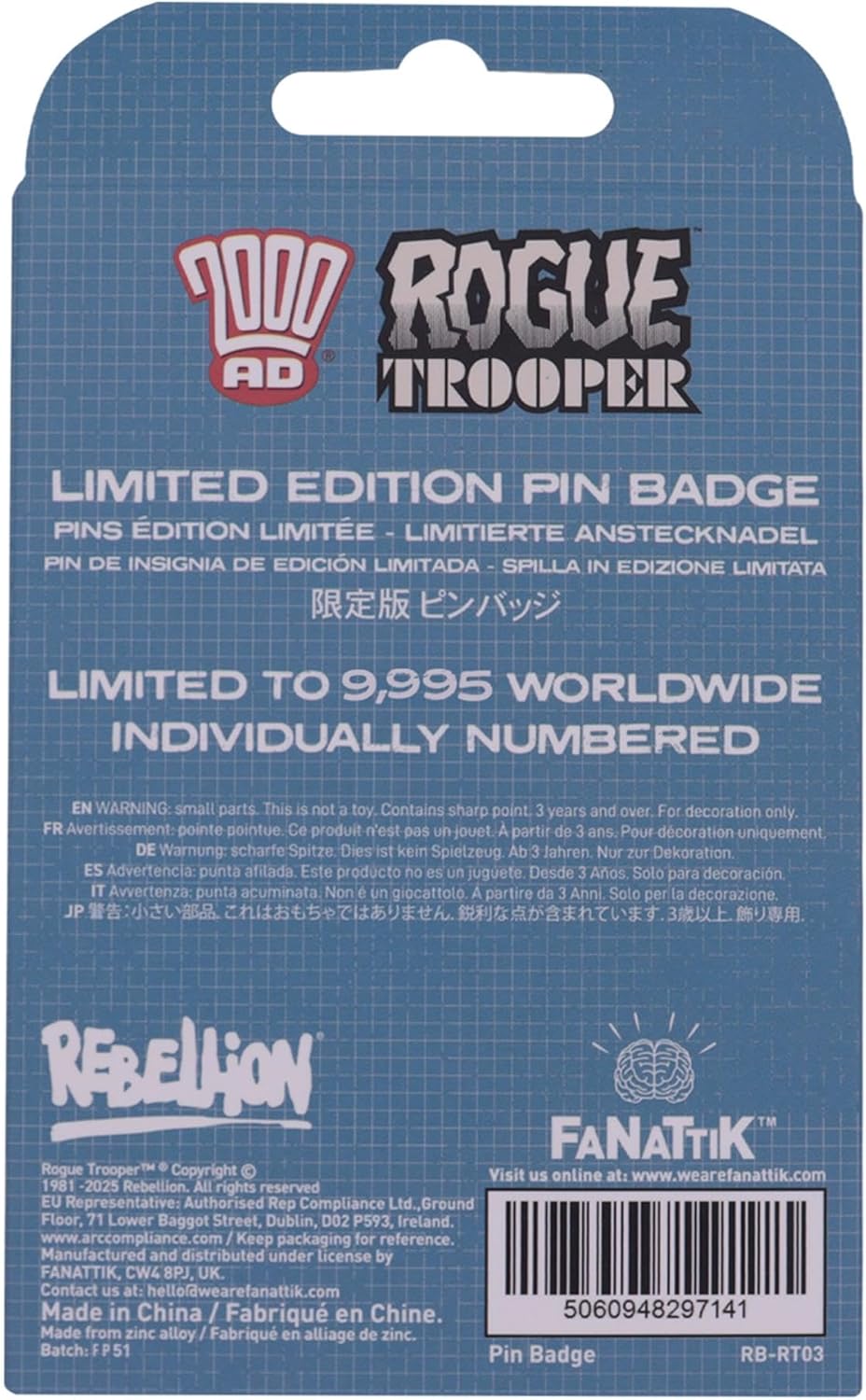 2000 AD Rogue Trooper GI Enamel Pin Badge - Numbered Collector's Edition