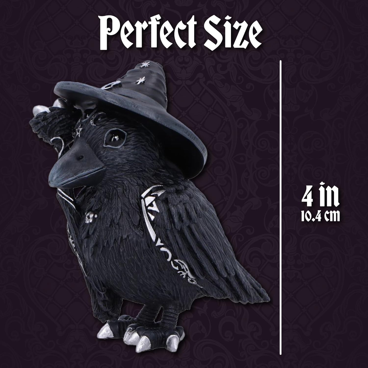 Nemesis Now Eliwing Collectible Cult Cuties Figurine 10.4cm – Gothic Fantasy Raven Statue with Witch Hat, Dark Fantasy Decor & Mystical Display Piece