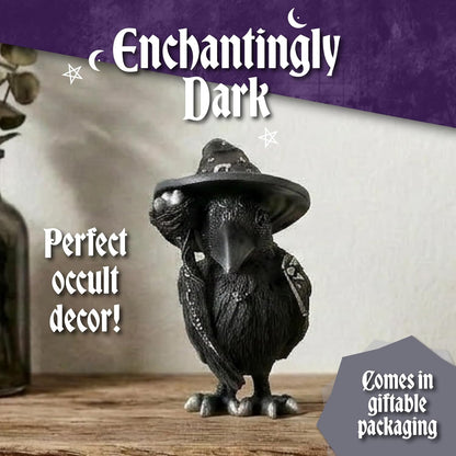 Nemesis Now Eliwing Collectible Cult Cuties Figurine 10.4cm – Gothic Fantasy Raven Statue with Witch Hat, Dark Fantasy Decor & Mystical Display Piece