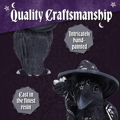 Nemesis Now Eliwing Collectible Cult Cuties Figurine 10.4cm – Gothic Fantasy Raven Statue with Witch Hat, Dark Fantasy Decor & Mystical Display Piece