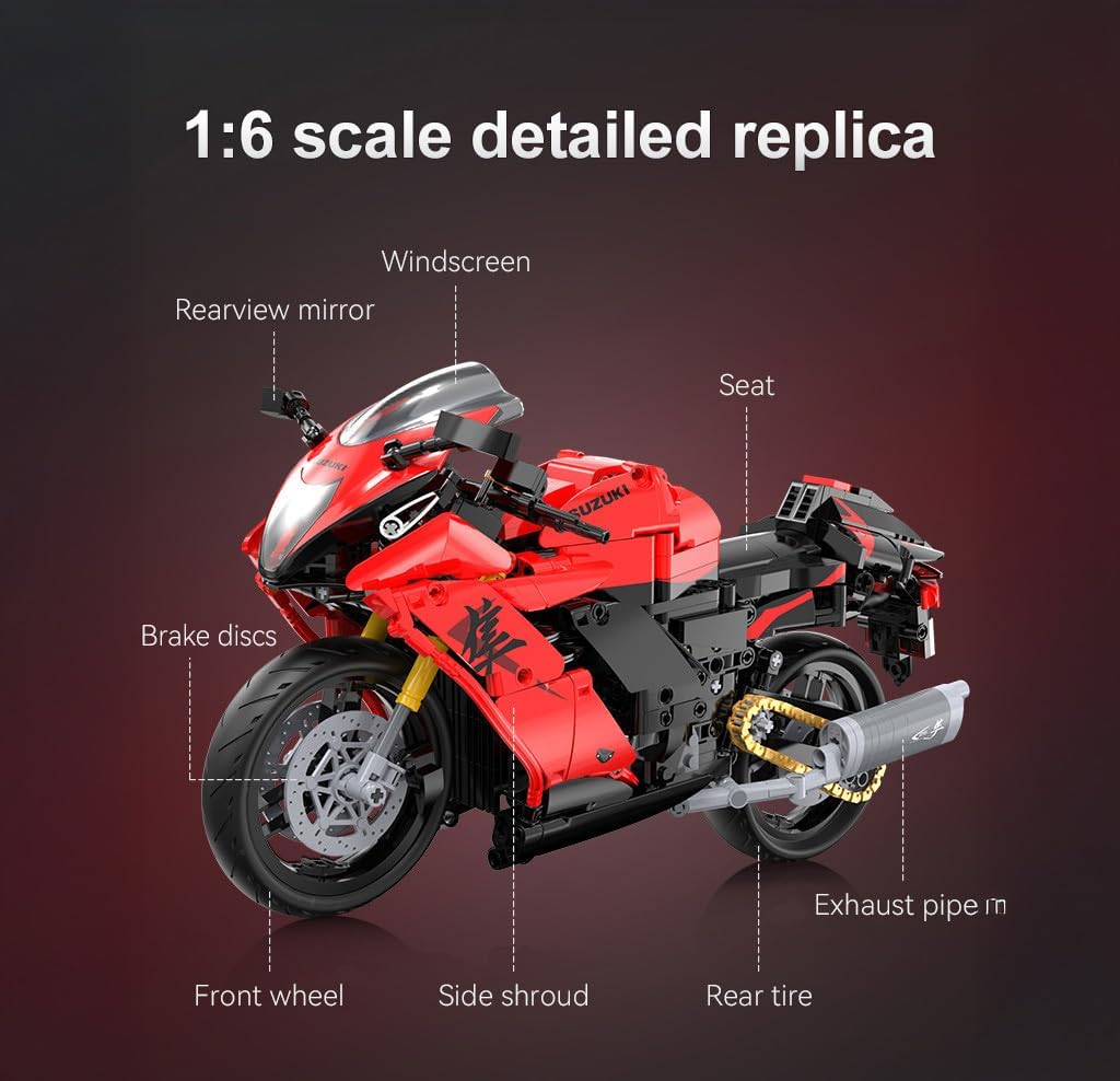 CADA Suzuki Hayabusa – 1043 Teile – Motorrad im Maßstab 1:6 – (DeQuBe 927DE64051