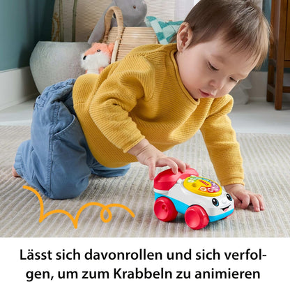 Fisher-Price Baby Toy Chatter Telephone Vehicle Push-Along with Sounds for Crawling Developmental Play Infants Ages 6+ Months, JKD56