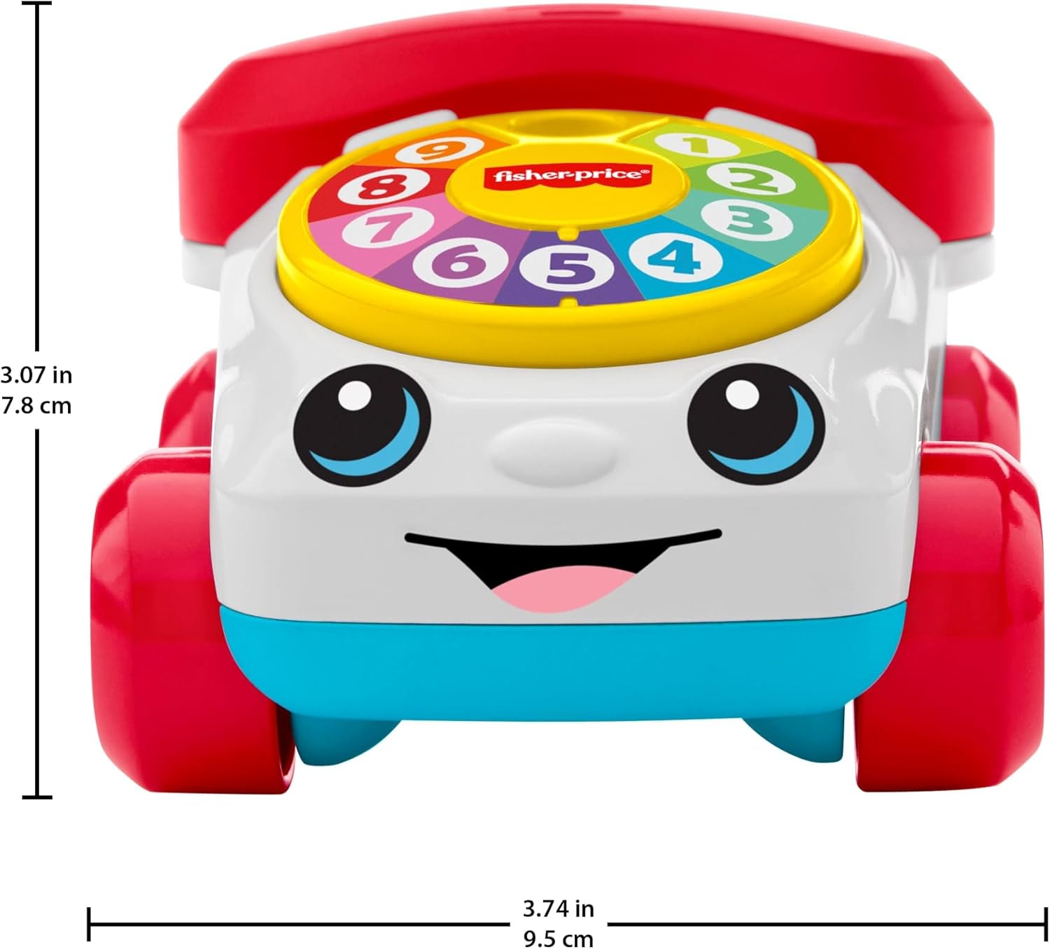 Fisher-Price Baby Toy Chatter Telephone Vehicle Push-Along with Sounds for Crawling Developmental Play Infants Ages 6+ Months, JKD56