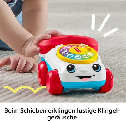 Fisher-Price Baby Toy Chatter Telephone Vehicle Push-Along with Sounds for Crawling Developmental Play Infants Ages 6+ Months, JKD56