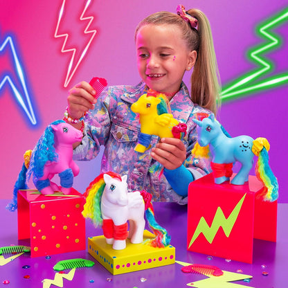 Basic Fun My Little Pony Totally Rad Skydancer – Retro 80s Neon Pony with Brushable Hair & Comb – Collectible Toy for Kids & Fans Ages 3+