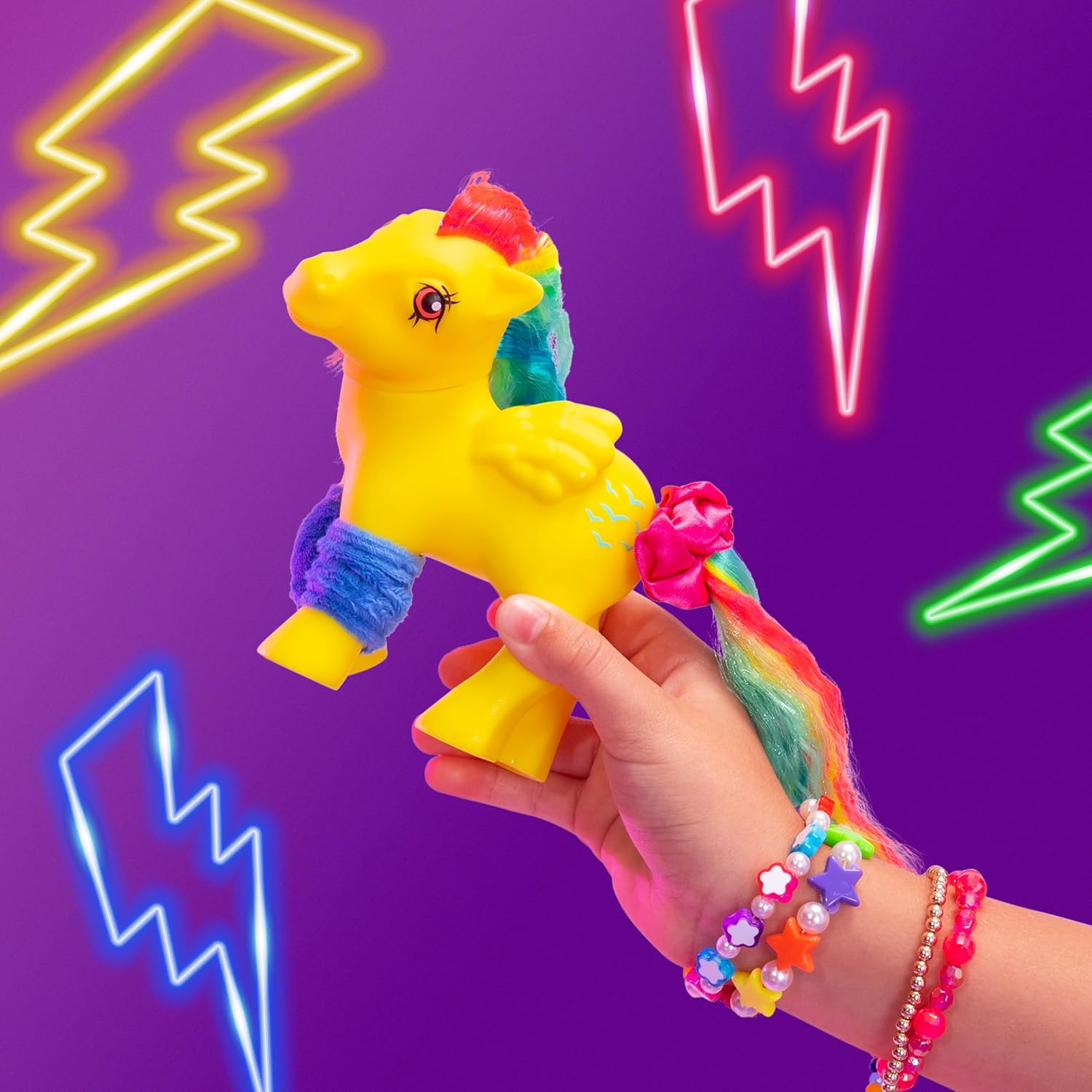 Basic Fun My Little Pony Totally Rad Skydancer – Retro 80s Neon Pony with Brushable Hair & Comb – Collectible Toy for Kids & Fans Ages 3+