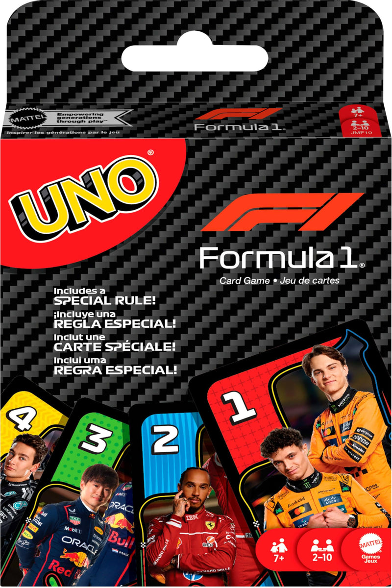 Mattel Games UNO F1 Card Game, Ages 7+, Players 2-10 | Families, Travel & Camping, Deck Features Images from the World of Formula 1 Racing