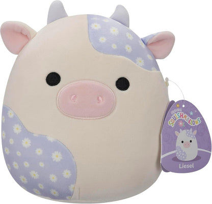 Original Squishmallows 7.5-Inch Liesel the Lavender Floral Print Cow - Easter Plush