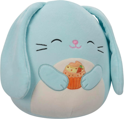 Squishmallows Original 7.5-Inch Buttons the Blue Bunny Holding Carrot Cupcake - Easter Plush