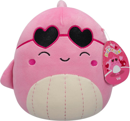Squishmallows Original 7.5-Inch Val the Pink Whale with Heart Sunglasses - Valentine's Plush