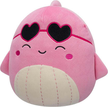 Squishmallows Original 7.5-Inch Val the Pink Whale with Heart Sunglasses - Valentine's Plush