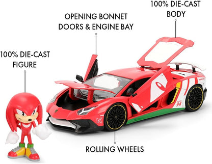 Jada KNUCKLES LAMBORGHINI AVENTADOR W/KNUCKLES 1:24 scale model vehicle to collect, play and display, suitable for gift, party favors, Christmas and birthdays