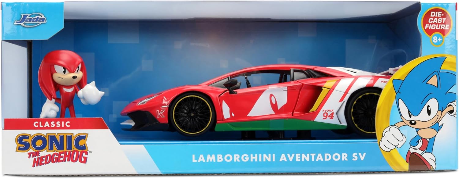 Jada KNUCKLES LAMBORGHINI AVENTADOR W/KNUCKLES 1:24 scale model vehicle to collect, play and display, suitable for gift, party favors, Christmas and birthdays