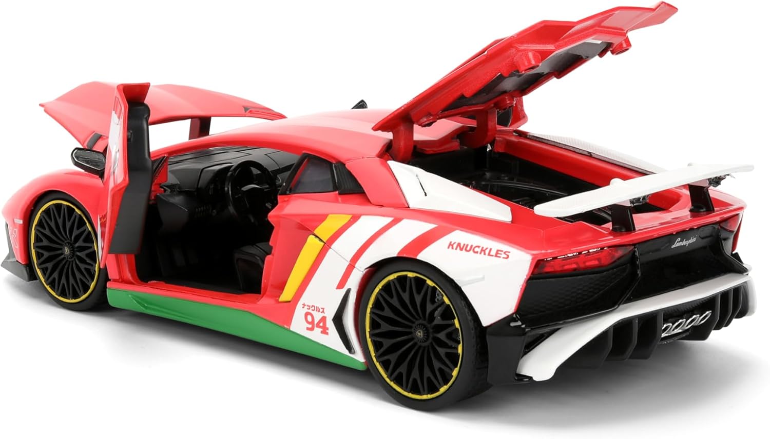 Jada KNUCKLES LAMBORGHINI AVENTADOR W/KNUCKLES 1:24 scale model vehicle to collect, play and display, suitable for gift, party favors, Christmas and birthdays