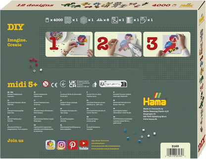 Hama Beads | Approx. 4.000 Cuentas, 2 pegboards: Square No. 234 and Hexagonal No. 276. 8 Bead Supports, Colour Printed Design Sheet, Instructions and Ironing Paper.