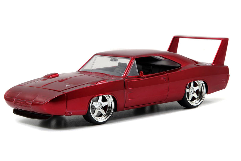 Jada Toys Fast & Furious 's 1969 Dodge Charger Daytona, auto, tuning-model op schaal 1:24, met spoiler, deuren te openen motorkap en kofferbak, vrijloop, rood metallic
