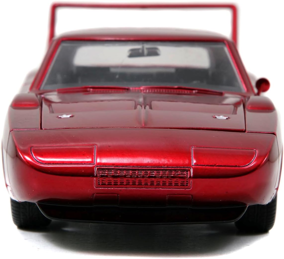 Jada Toys Fast & Furious 's 1969 Dodge Charger Daytona, auto, tuning-model op schaal 1:24, met spoiler, deuren te openen motorkap en kofferbak, vrijloop, rood metallic