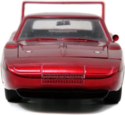 Jada Toys Fast & Furious 's 1969 Dodge Charger Daytona, auto, tuning-model op schaal 1:24, met spoiler, deuren te openen motorkap en kofferbak, vrijloop, rood metallic