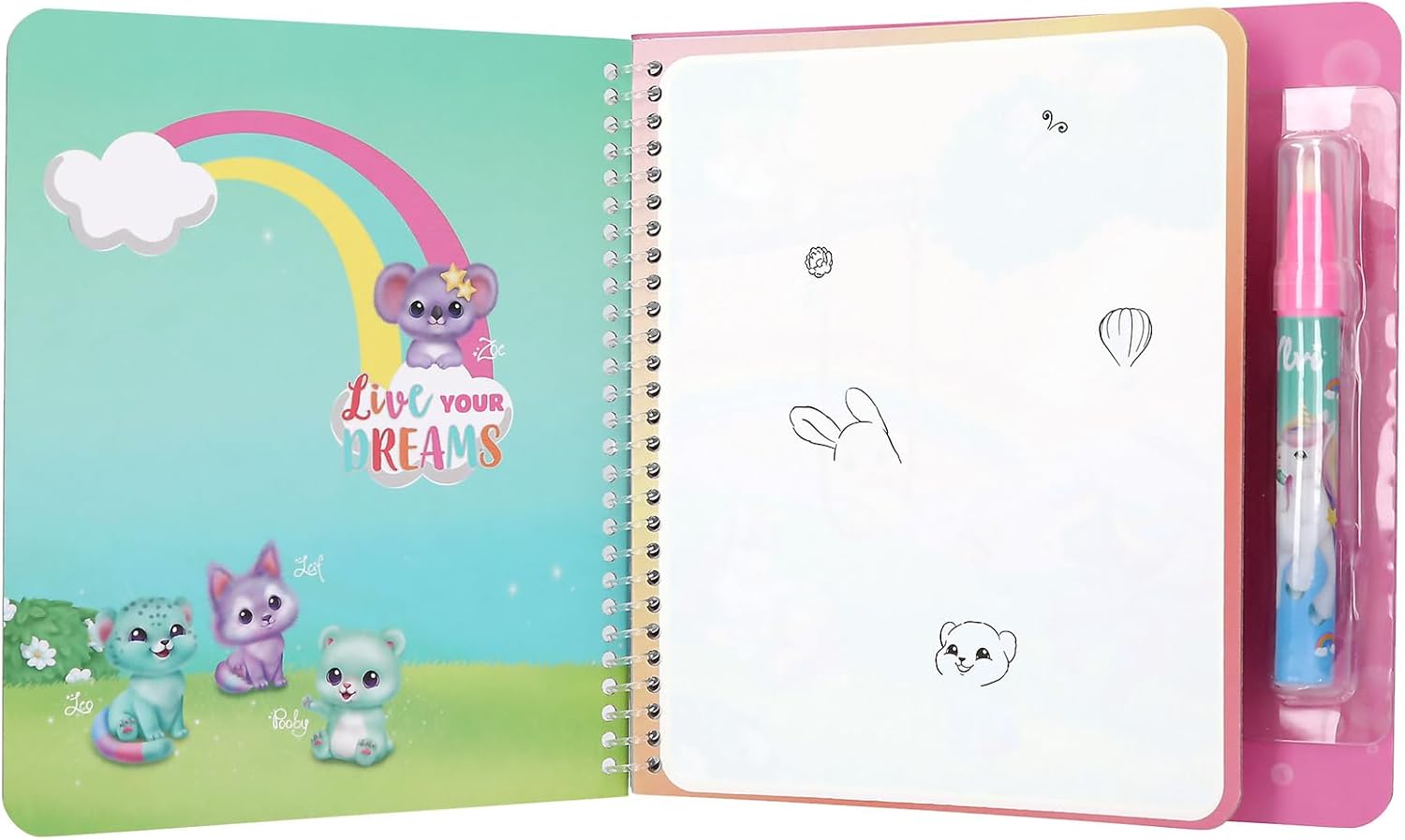 Depesche 14085 Ylvi Aqua Magic Book - Colouring Book with 5 Pages of Magic Unicorn Motifs for Colouring with Water, Includes Water Pen for Refilling