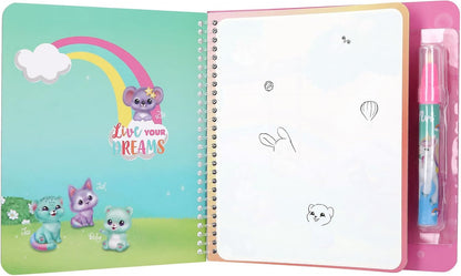 Depesche 14085 Ylvi Aqua Magic Book - Colouring Book with 5 Pages of Magic Unicorn Motifs for Colouring with Water, Includes Water Pen for Refilling