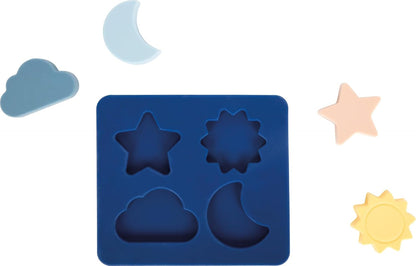 small foot siliconen puzzel, 4 stuks, BPA-vrij, motorisch stapelbaar waterspeelgoed voor baby's vanaf 1 jaar, 12752
