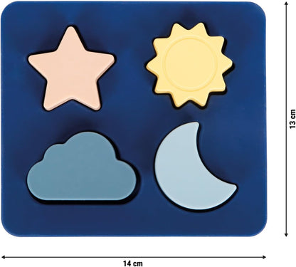 small foot siliconen puzzel, 4 stuks, BPA-vrij, motorisch stapelbaar waterspeelgoed voor baby's vanaf 1 jaar, 12752