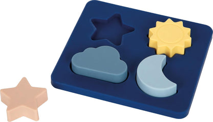 small foot siliconen puzzel, 4 stuks, BPA-vrij, motorisch stapelbaar waterspeelgoed voor baby's vanaf 1 jaar, 12752