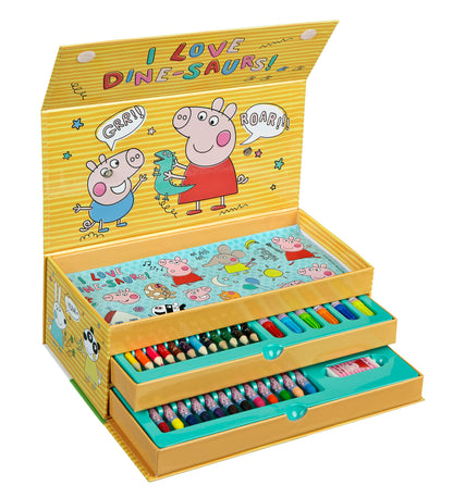 Undercover - Peppa Pig schilderkoffer 44-delig – creatieve kinderset met 3 vakken vol schilderplezier – waxschilder kleurpotloden postersticker – voor kinderen vanaf 3 jaar, roze