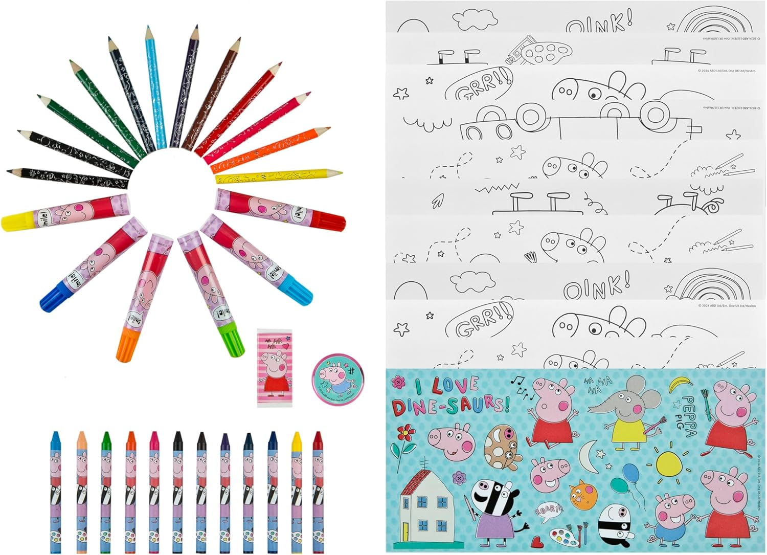 Undercover - Peppa Pig schilderkoffer 44-delig – creatieve kinderset met 3 vakken vol schilderplezier – waxschilder kleurpotloden postersticker – voor kinderen vanaf 3 jaar, roze