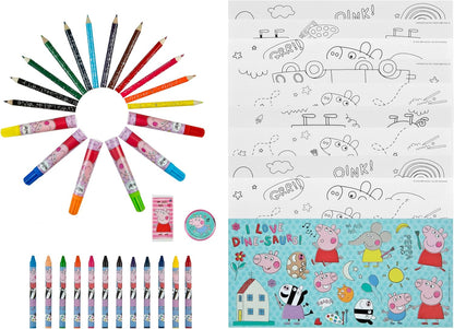 Undercover - Peppa Pig schilderkoffer 44-delig – creatieve kinderset met 3 vakken vol schilderplezier – waxschilder kleurpotloden postersticker – voor kinderen vanaf 3 jaar, roze