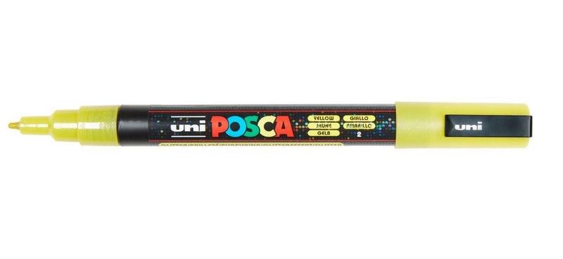 Uni Posca - Uni Posca PC3M Verfmarker Glitter Geel - ronde punt tot 13 mm