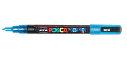 Uni Posca - Uni Posca PC3M Verfmarker Glitter Donkerblauw - ronde punt tot 13 mm