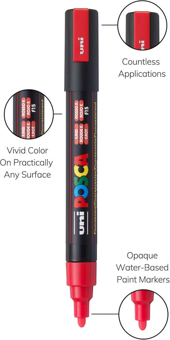 Uni Posca - Uni Posca Verfmarker PC5M Neon Rood - conische punt 25 mm