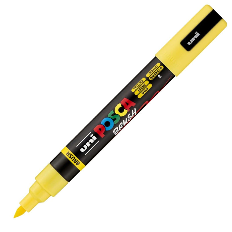 POSCA Mitsubishi Pencil PC5BR Marker, middelgroot, semi-flexibel, verf op waterbasis, alle ondergronden, geel