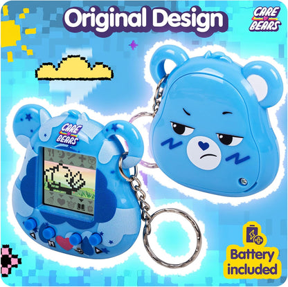 Care Bears Digital Pet - Grumpy Bear Cyber Pet with Care Features, 1.4” Inch Screen, Handheld Interactive Virtual Pets for Kids, Collectible Electronic Toy, Battery Included