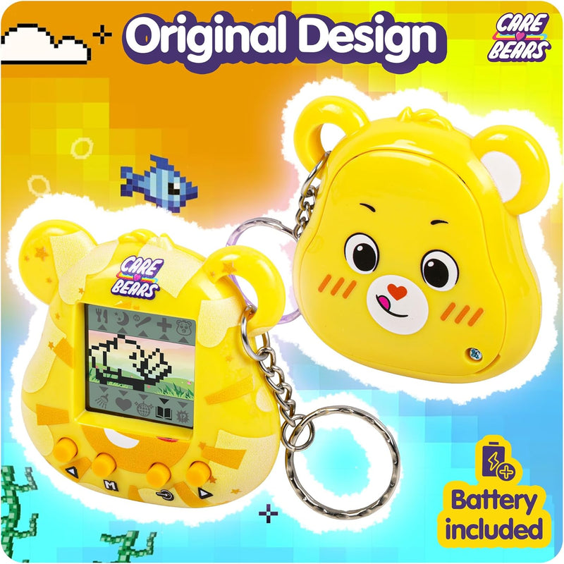 Bisounours Care Bears - Animal virtuel Funshine avec fonctionnalités Care Bear, écran 1,4", Animaux virtuels interactifs Portables pour Enfants, Jouet électronique de Collection, Batterie Incluse