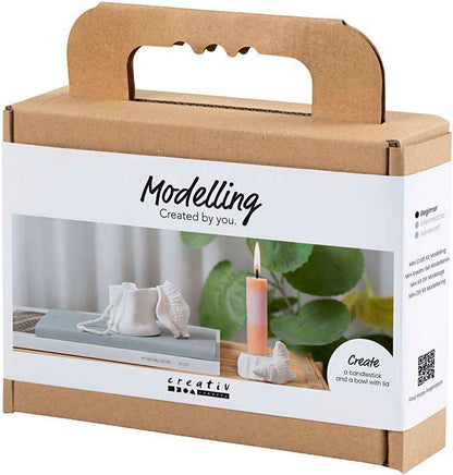 Creativ Company CC Mini Hobby Set Candle Holder with Shells Modelling Off-White