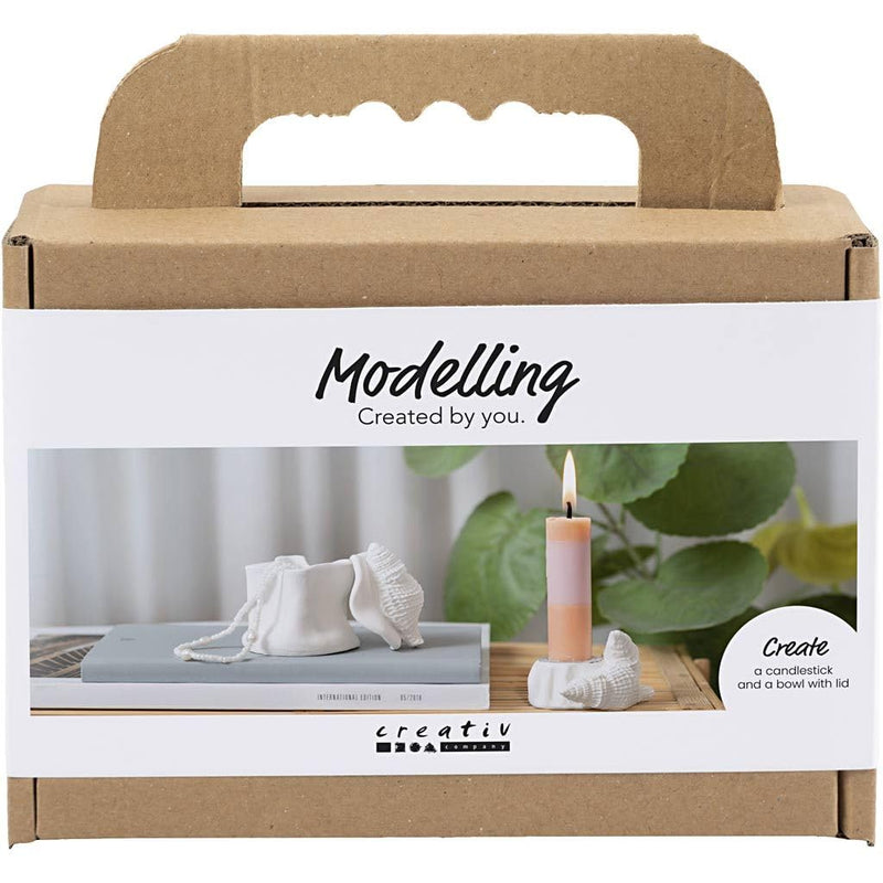 Creativ Company CC Mini Hobby Set Candle Holder with Shells Modelling Off-White
