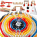 Dorjee - D3.400 - Kleurrijk houten Domino race thema, bevat 115 stuks - met katoenen tas - voor kinderen vanaf 4 jaar.